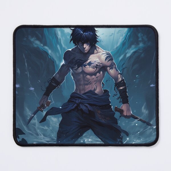 Item preview, Ruthless Demon Slayer: Black-Haired Muscle Boy in Anime Artwork designed and sold by E-PrintStore.