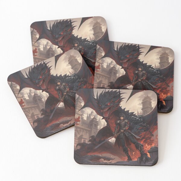 Item preview, Ruthless Demon Fighter: Black Dragon in Anime-Inspired Art Print designed and sold by E-PrintStore.