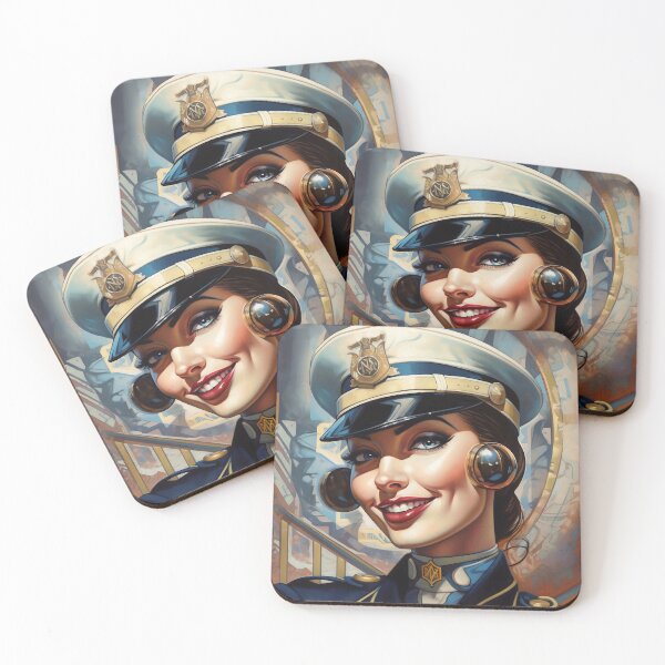 Item preview, Police Woman of your dreams, pin up, retro smiling beautiful officer designed and sold by GueloStudio.