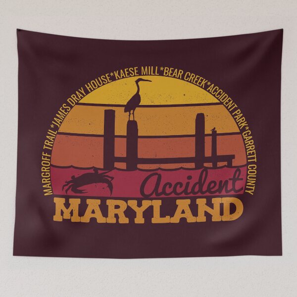 Item preview, Accident Maryland Sunset Retro Vintage Local Pride Logo designed and sold by CRHPOD20.