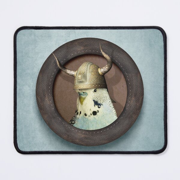 Item preview, Blue Budgie in Viking Hat designed and sold by MaratusFunk.