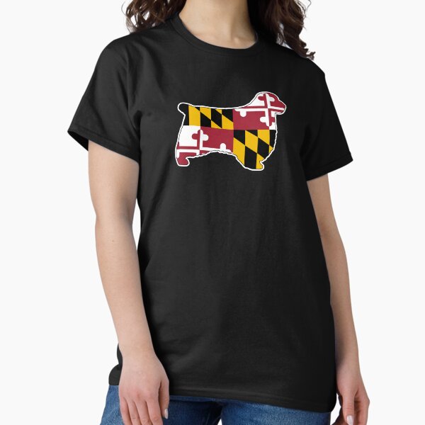 Item preview, Clumber Spaniel Silhouette with Maryland State Flag designed and sold by Jenn Inashvili.