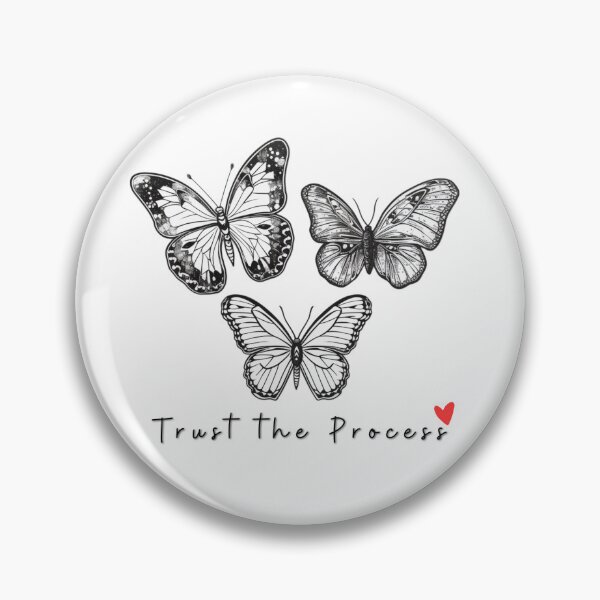 Item preview, Black and White Butterfly illustration "Trust the Process" Graphic Tee designed and sold by HandCraftedArt.