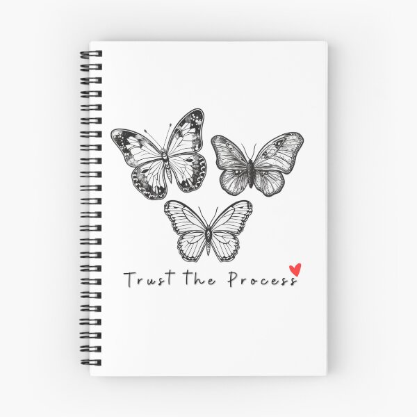 Item preview, Black and White Butterfly illustration "Trust the Process" Graphic Tee designed and sold by HandCraftedArt.