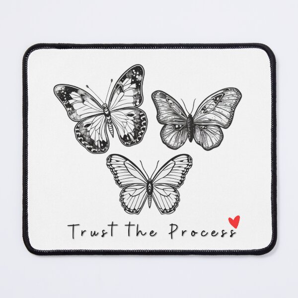 Item preview, Black and White Butterfly illustration "Trust the Process" Graphic Tee designed and sold by HandCraftedArt.