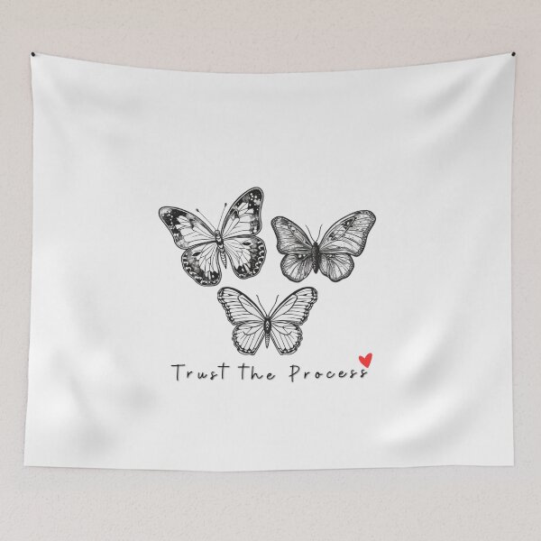 Item preview, Black and White Butterfly illustration "Trust the Process" Graphic Tee designed and sold by HandCraftedArt.