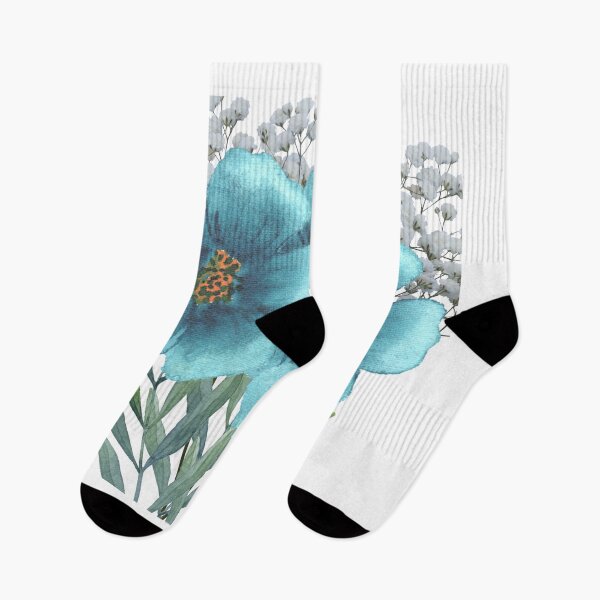 Item preview, Turquoise watercolor flower bouquet with baby's breath accent designed and sold by Strictly McCracken.
