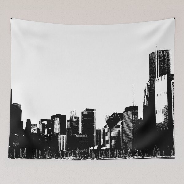 Item preview, Chicago Skyline Silhouette 2 Black and White designed and sold by Lydia Planalp.