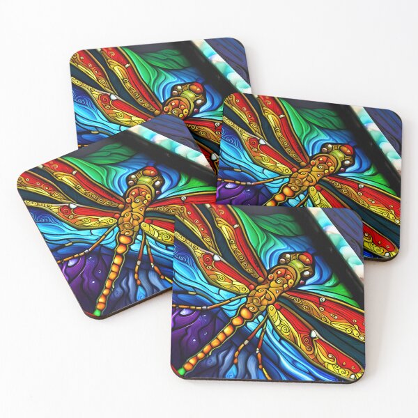 Item preview, Dragonfly Stained Glass Cartoon designed and sold by druidwolfart.