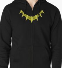 Golden Tribal Jaguar Necklace Zipped Hoodie