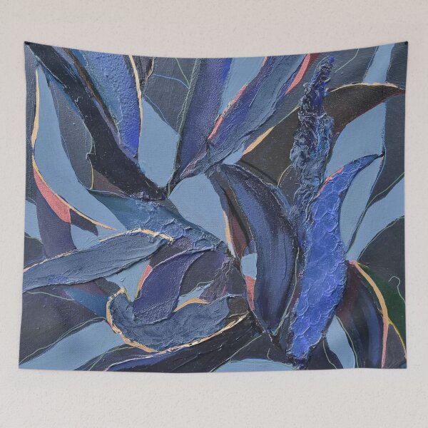 Item preview, Midnight Blue Leaves Painting designed and sold by leahgay.