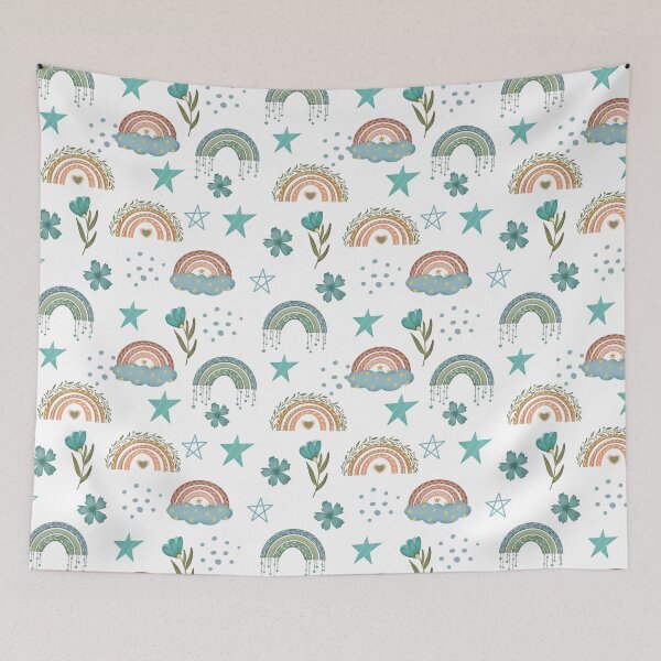 Item preview, Rainbow stars nursery boho pattern designed and sold by pinkyfish1010.