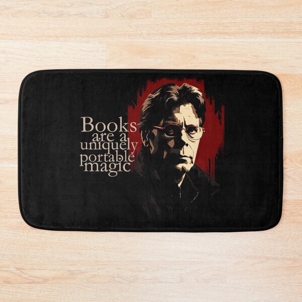 Item preview, Stylized image of  Stephen King with his quote "Books are a uniquely portable magic" in red, black and browns designed and sold by NyteVisions.