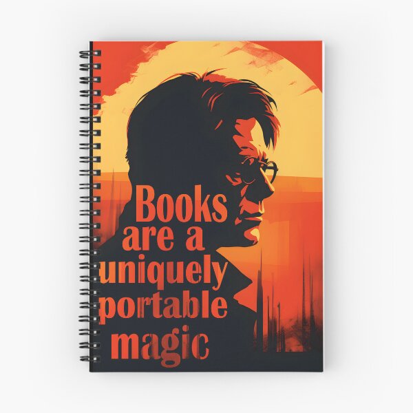 Item preview, Stylized image of  Stephen King with his quote "Books are a uniquely portable magic" in red, yellow and orange designed and sold by NyteVisions.