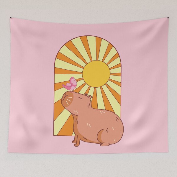 Item preview, Capybara with pink bird designed and sold by AnnArtshock.
