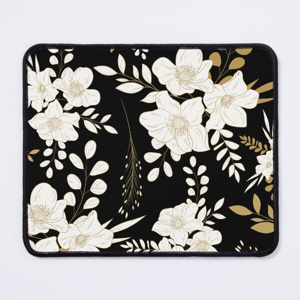 Item preview, Black and Gold minimal floral seamless pattern designed and sold by Ladies-Boutique.