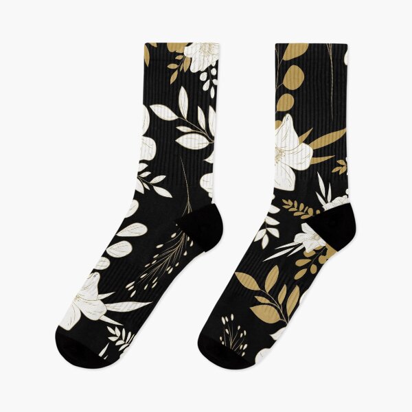 Item preview, Black and Gold minimal floral seamless pattern designed and sold by Ladies-Boutique.
