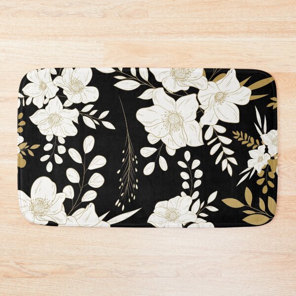 Item preview, Black and Gold minimal floral seamless pattern designed and sold by Ladies-Boutique.