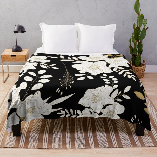 Item preview, Black and Gold minimal floral seamless pattern designed and sold by Ladies-Boutique.