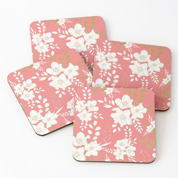 Item preview, Coral and Gold minimal floral seamless pattern designed and sold by Ladies-Boutique.