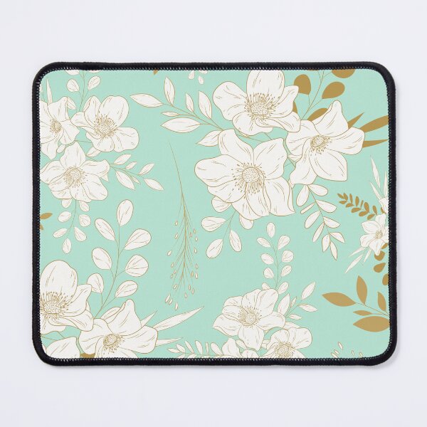 Item preview, Mint and Gold minimal floral seamless patterns designed and sold by Ladies-Boutique.
