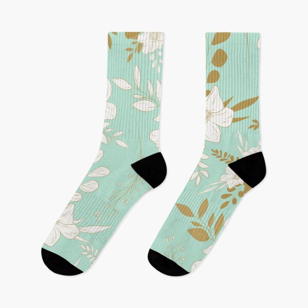 Item preview, Mint and Gold minimal floral seamless patterns designed and sold by Ladies-Boutique.