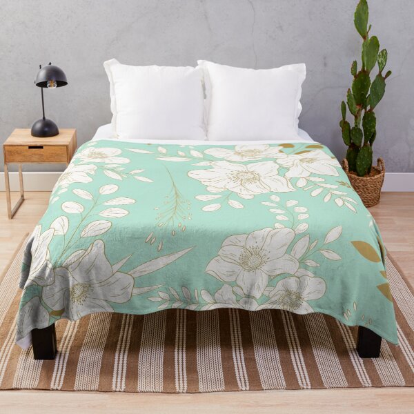 Item preview, Mint and Gold minimal floral seamless patterns designed and sold by Ladies-Boutique.