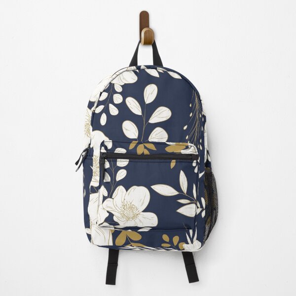 Item preview, Navy and Gold minimal floral seamless pattern designed and sold by Ladies-Boutique.