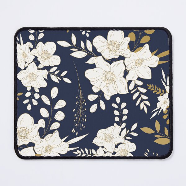 Item preview, Navy and Gold minimal floral seamless pattern designed and sold by Ladies-Boutique.