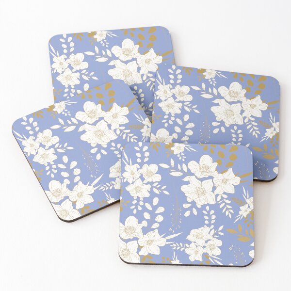Item preview, Periwinkle and Gold minimal floral seamless pattern designed and sold by Ladies-Boutique.