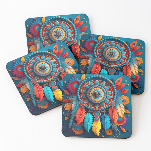 Item preview, Stunning boho decoration of colourful feathers and mandalas designed and sold by VeronicArt85.