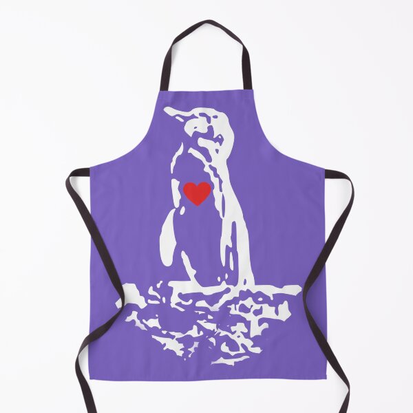 Artikelvorschau, Light Purple #795FC1 Background Galapagos Penguin White Penguin with Red Heart entworfen und verkauft von SBPenguins.