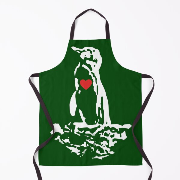 Item preview, Dark Green #014606 Background Galapagos Penguin White Penguin with Red Heart designed and sold by SBPenguins.