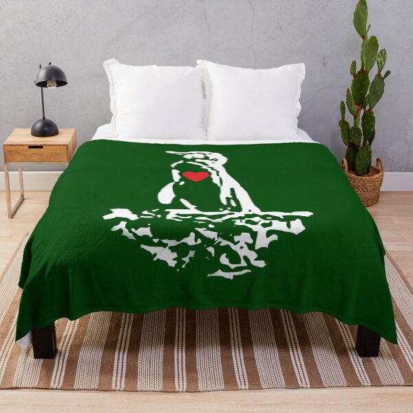 Artikelvorschau, Dark Green #014606 Background Galapagos Penguin White Penguin with Red Heart entworfen und verkauft von SBPenguins.