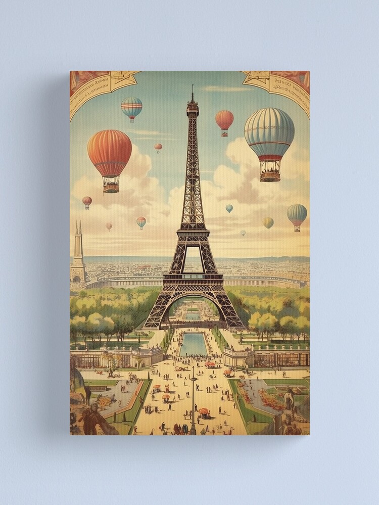 Las Vegas Strip - Eiffel Tower and Hot Air Balloon Solid-Faced Canvas Print