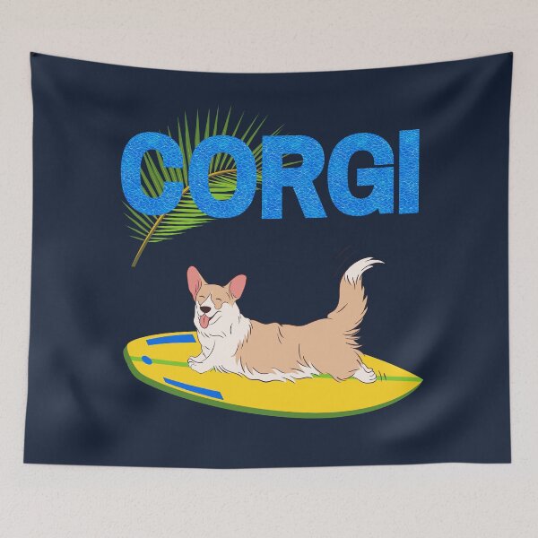 Item preview, Welsh Corgi Pembroke Dog on Surf with Summer Vibes designed and sold by SeasonalDogs.