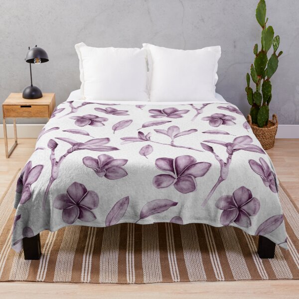 Item preview, Frangipani flower and branches muted violet monochrome pattern  designed and sold by Sankarin.