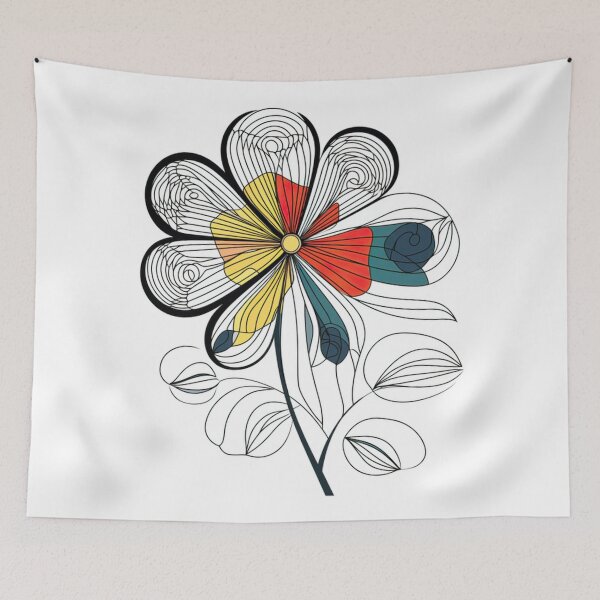 Item preview, Colorful Abstract Flower with Floral Lines - Caricature Style designed and sold by PaintbrushPlace.