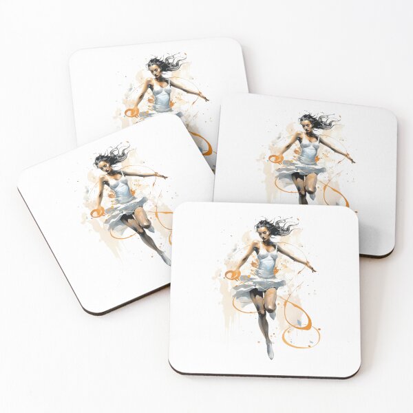 Item preview, Line Art Whirling Grace｜Dancing Lady  - A girl with flowing hair dances in a white skirt designed and sold by Evelyn  Carter.