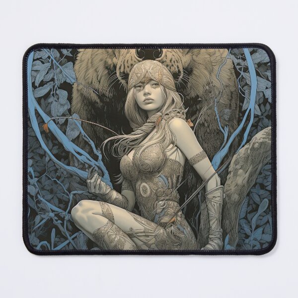 Item preview, the bear woman-dark-fantasy-abstract-detailed-epic style-drawing beautiful woman designed and sold by Hermossa-Art.