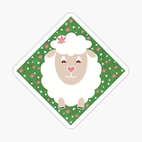 Sheep in a field of flowers 02 Sticker