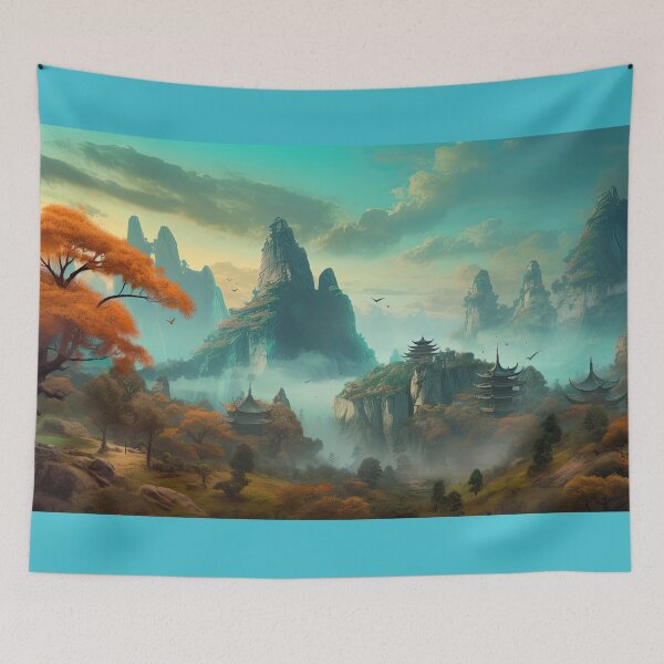 Item preview, Colourful Chinese Mountain Landscape designed and sold by NoWayy.