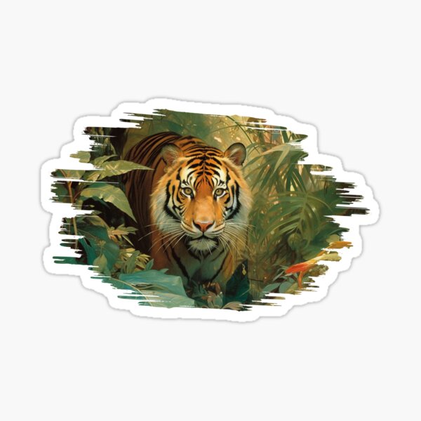 Vista previa del artículo con la obra «Hermoso tigre en el arte de la jungla», diseñado y vendido por AnimalArtPro.