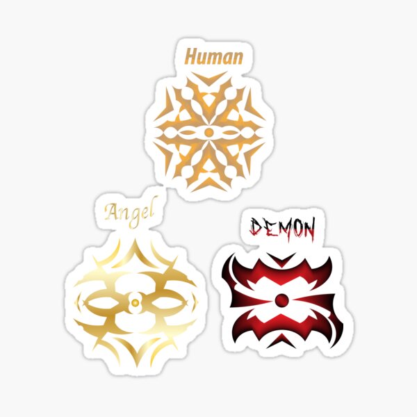 Angels And Demons Stickers Redbubble - angels and demons jxdn roblox id code