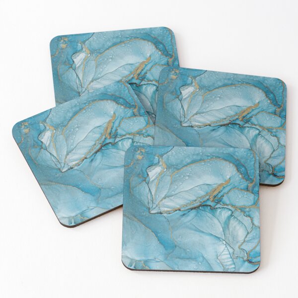 Item preview, Royal cyan mint liquid marble watercolor background with gold lines. Teal turquoise marbled alcohol ink drawing effect. Contemporary liquid painting texture with bronze brush strokes designed and sold by MTShoppingLine.