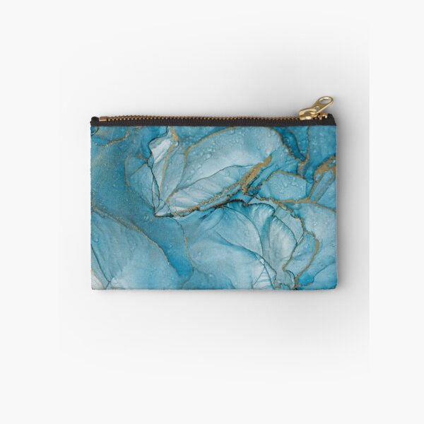 Item preview, Royal cyan mint liquid marble watercolor background with gold lines. Teal turquoise marbled alcohol ink drawing effect. Contemporary liquid painting texture with bronze brush strokes designed and sold by MTShoppingLine.