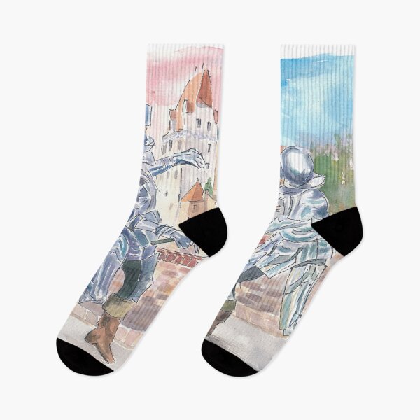 Item preview, Landshut Knight Sword Fight with Medieval Trausnitz Castle at Sunset designed and sold by artshop77.