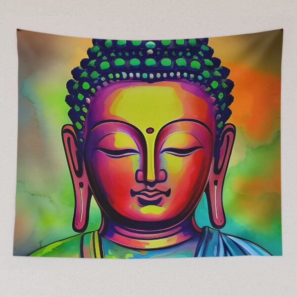 Aperçu de l'œuvre Colorful Buddha face créée et vendue par brandway.