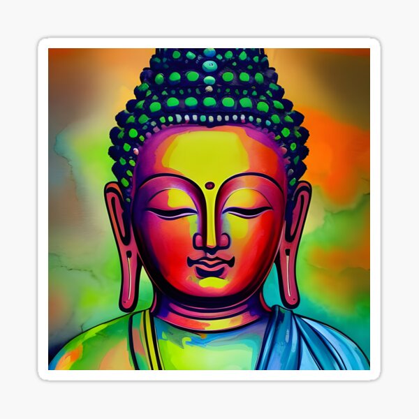 Colorful Buddha face Sticker