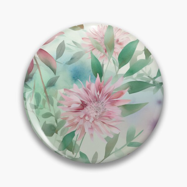 Item preview, Green and Pink Watercolor Floral Pattern designed and sold by DigitalArtMary.